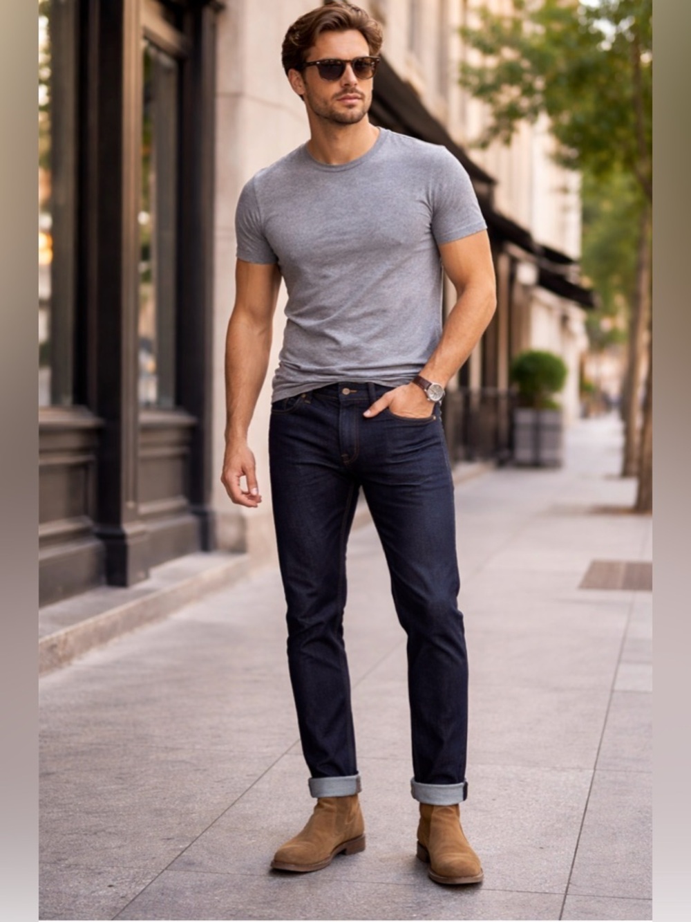 Gustin Denim Jeans Mens 35 Slim Fit Dark Indigo Raw USA Made